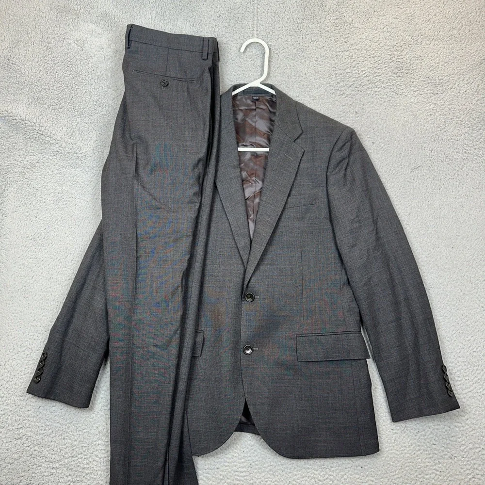 J Crew Ludlow Slim 2 Piece Suit 38S Charcoal Grey Tollegno 3D Wool 32x30 Pants - Picture 1 of 16